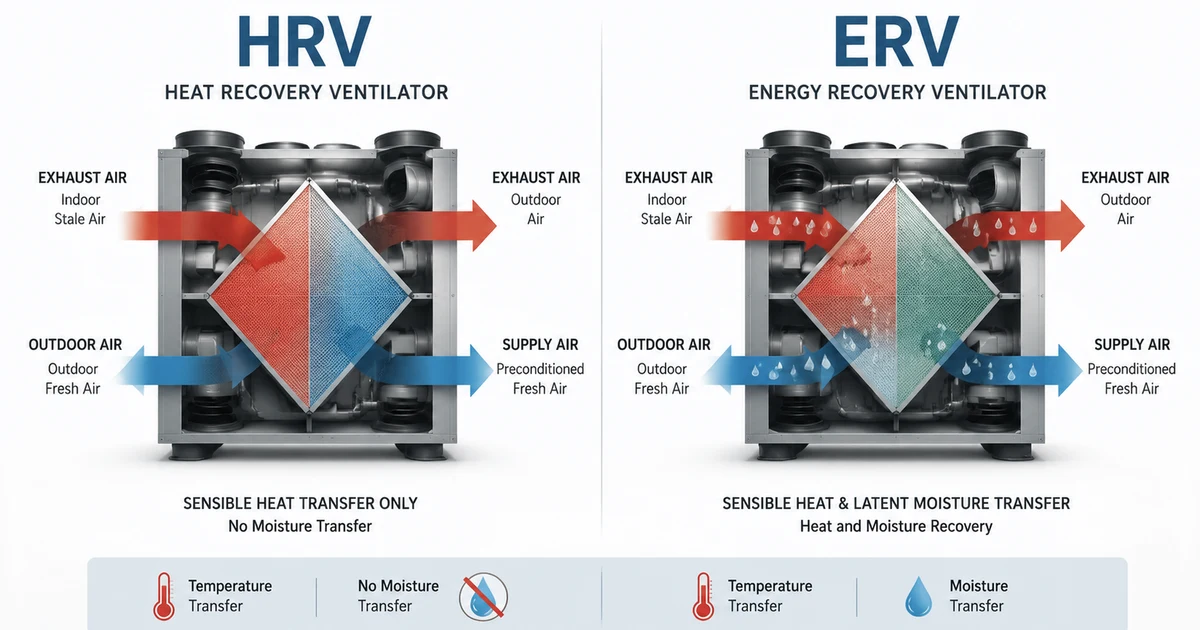 HRV vs ERV airflow comparison diagram for commercial ventilation