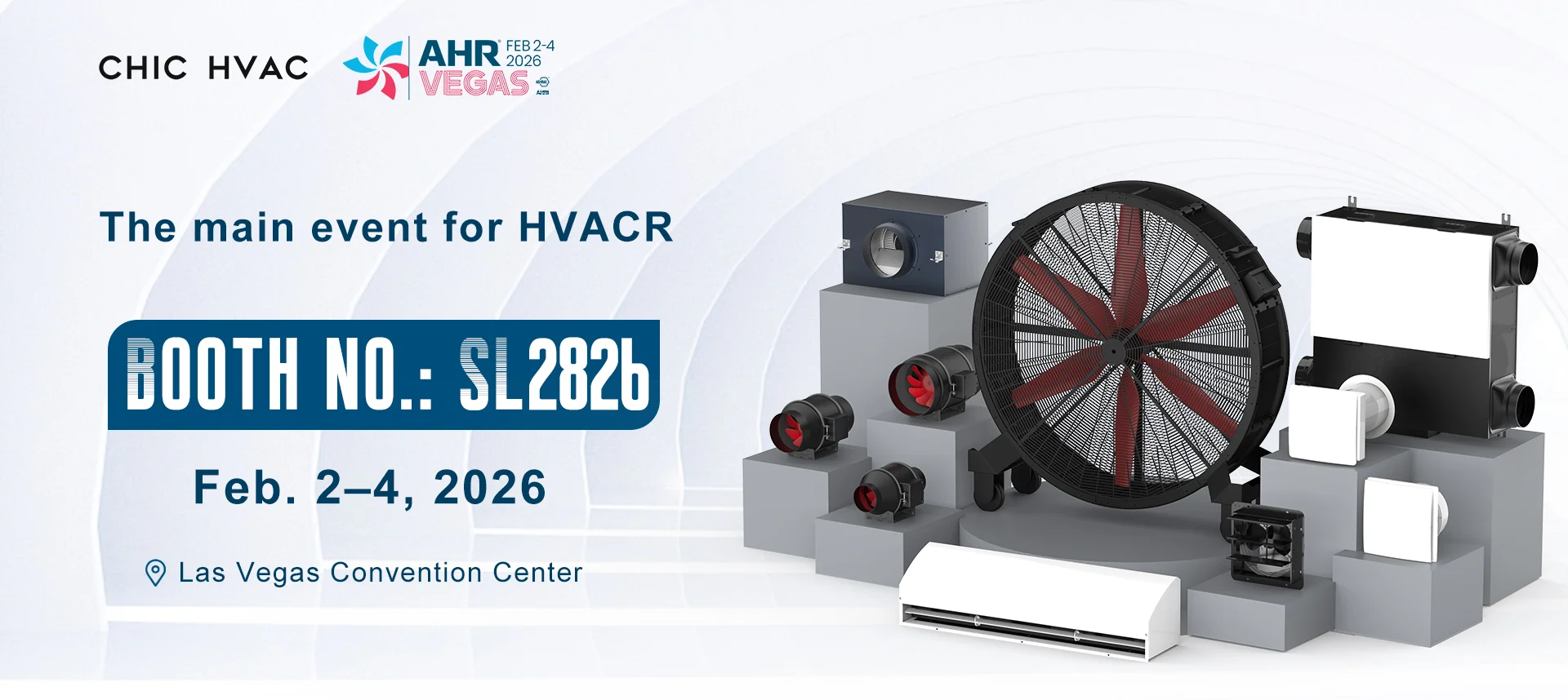 KCVENTS invitation poster for AHR Expo 2026 in Las Vegas, Booth SL2826