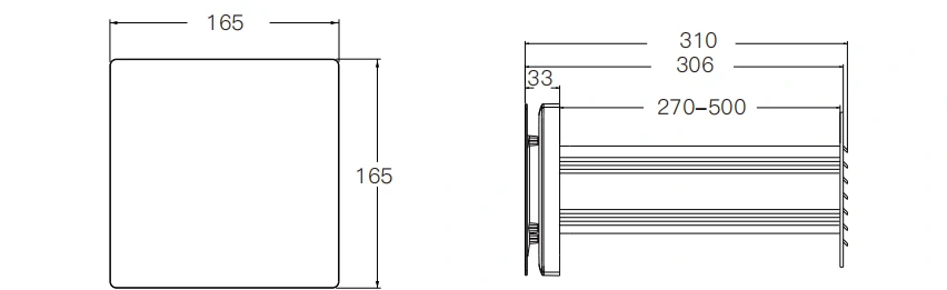 Heat Recovery Ventilator VT100 dimensions